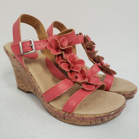 boc Shoes - BOC Womens Evita Coral Strappy Wedge Sandals Size 7 Festival Boho Beach Island